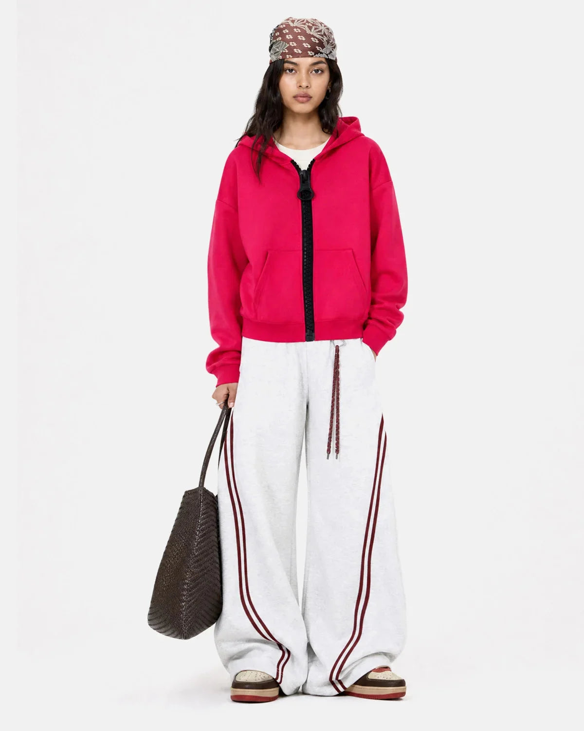 Full view of the relaxed-fit chunky zip-up hoodie