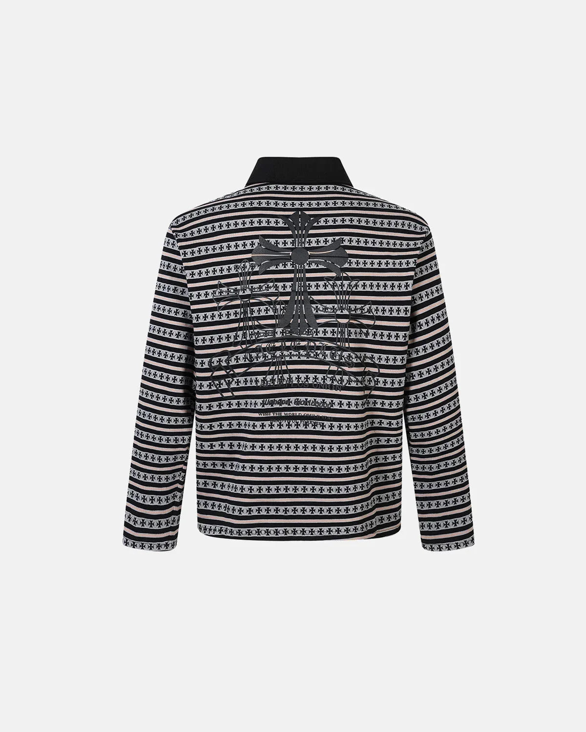 Back detail of the striped polo shirt
