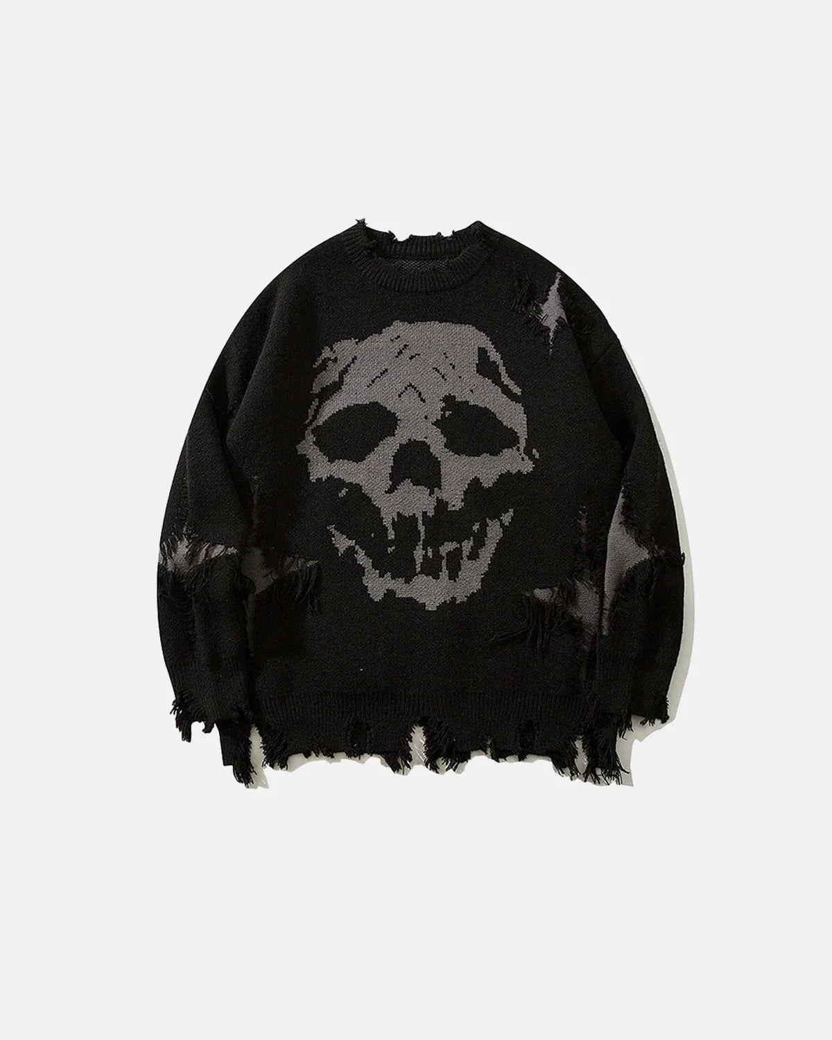 Distressed Skull Knit Sweater
