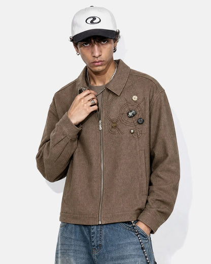 Embroidered workwear jacket with a boxy streetwear fit