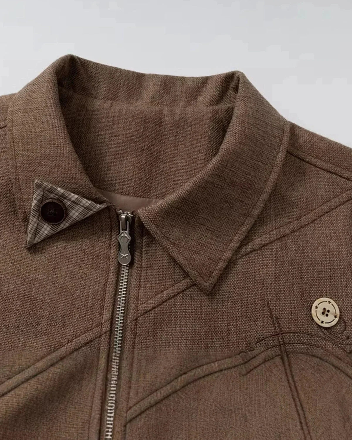 Back view of the boxy workwear jacket