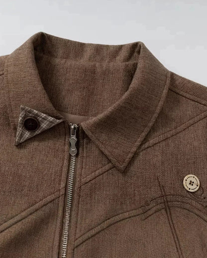 Back view of the boxy workwear jacket