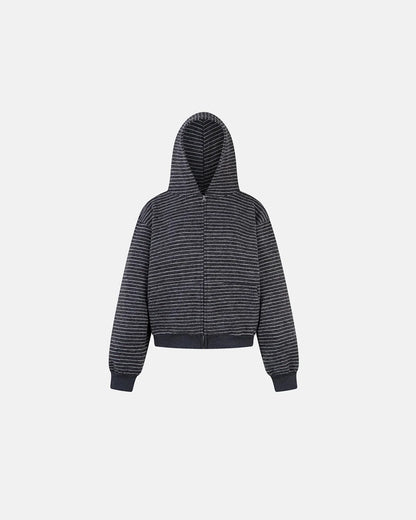 Striped Fuzzy Zip-Up Hoodie