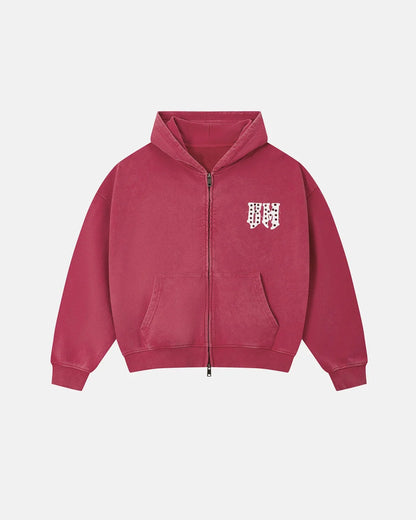 Back view of the washed hooded sweatshirt