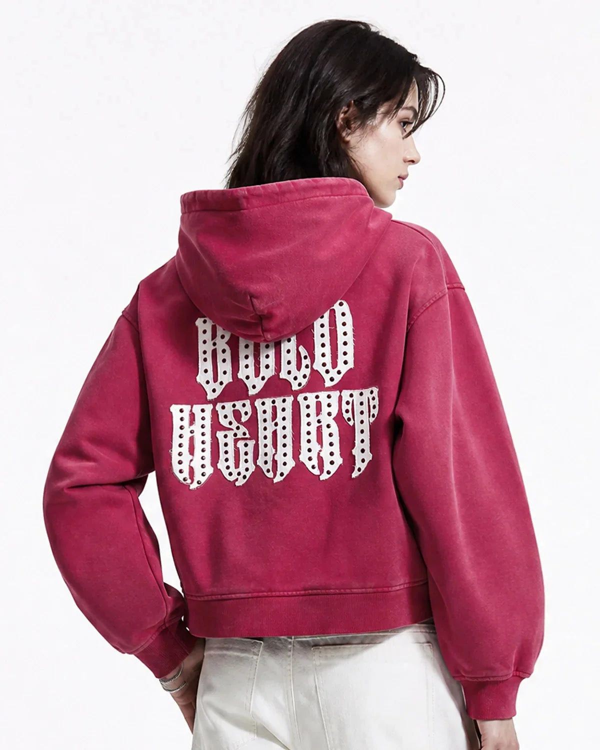 Gothic letter washed hoodie styled for casual streetwear