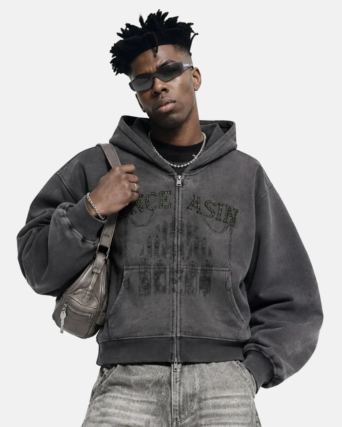 Full-length view of the hooded sweatshirt