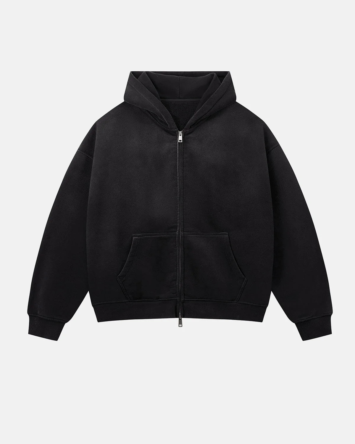 Monkey Washed Fleece Boxy Zip-Up Hoodie