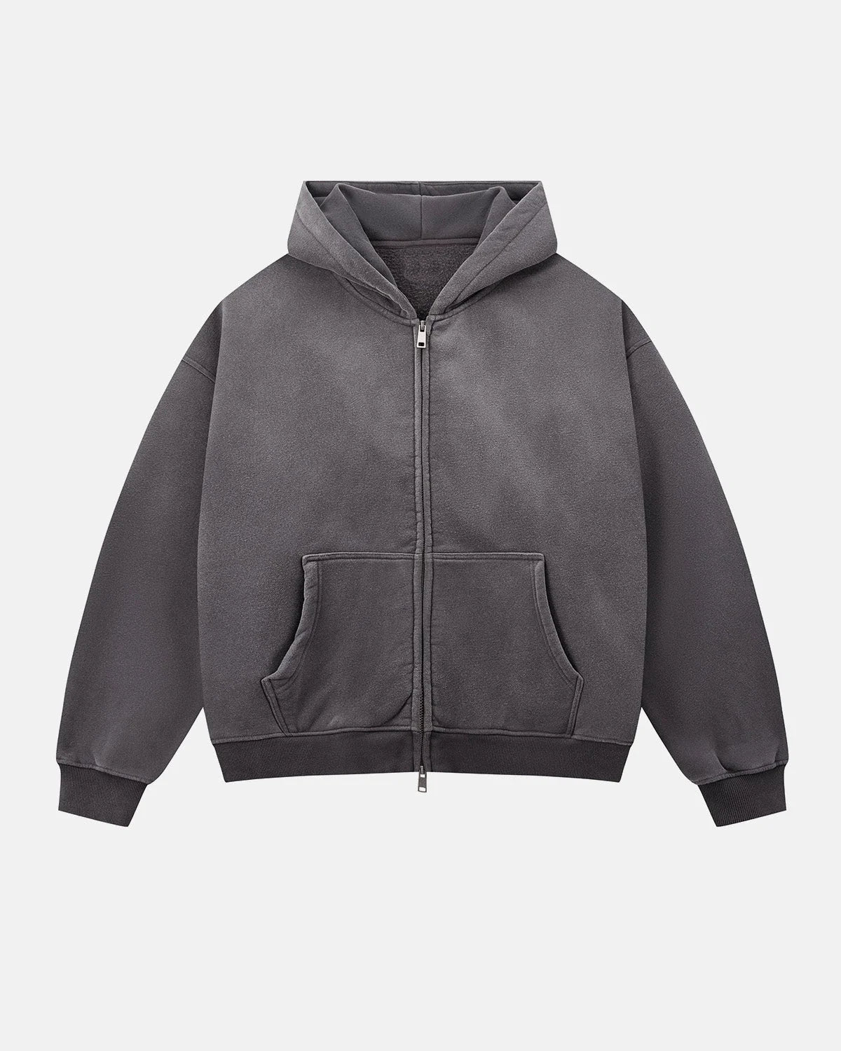 Monkey Washed Fleece Boxy Zip-Up Hoodie