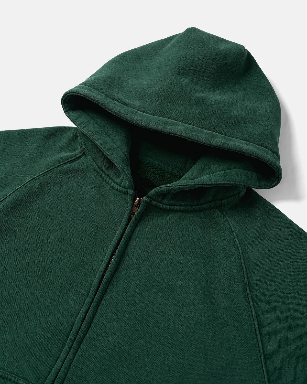 Cuffed sleeve detail on the zip-up hoodie