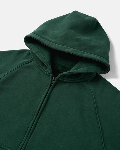 Cuffed sleeve detail on the zip-up hoodie