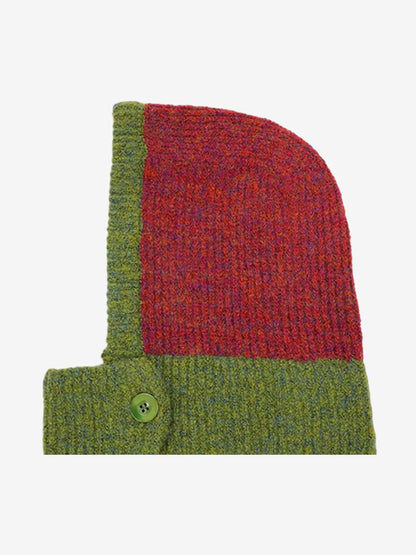 Retro knitted balaclava showing its face opening