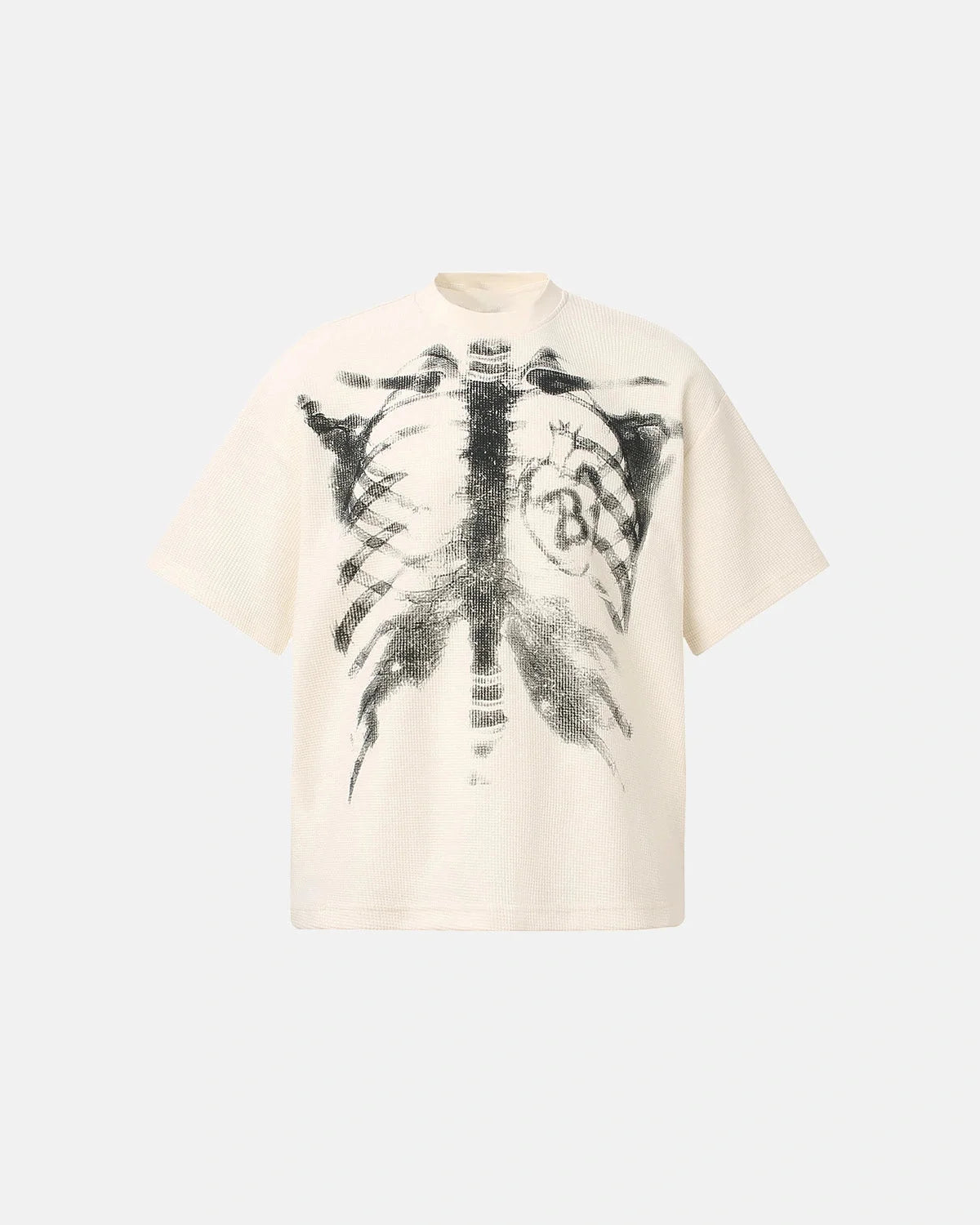 Ribcage Graphic Waffle Knit Boxy T-Shirt