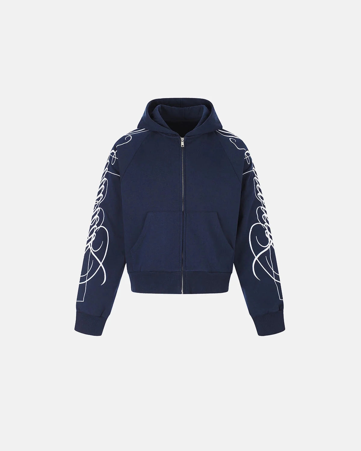Graphic Raglan Sleeve Zip-Up Hoodie