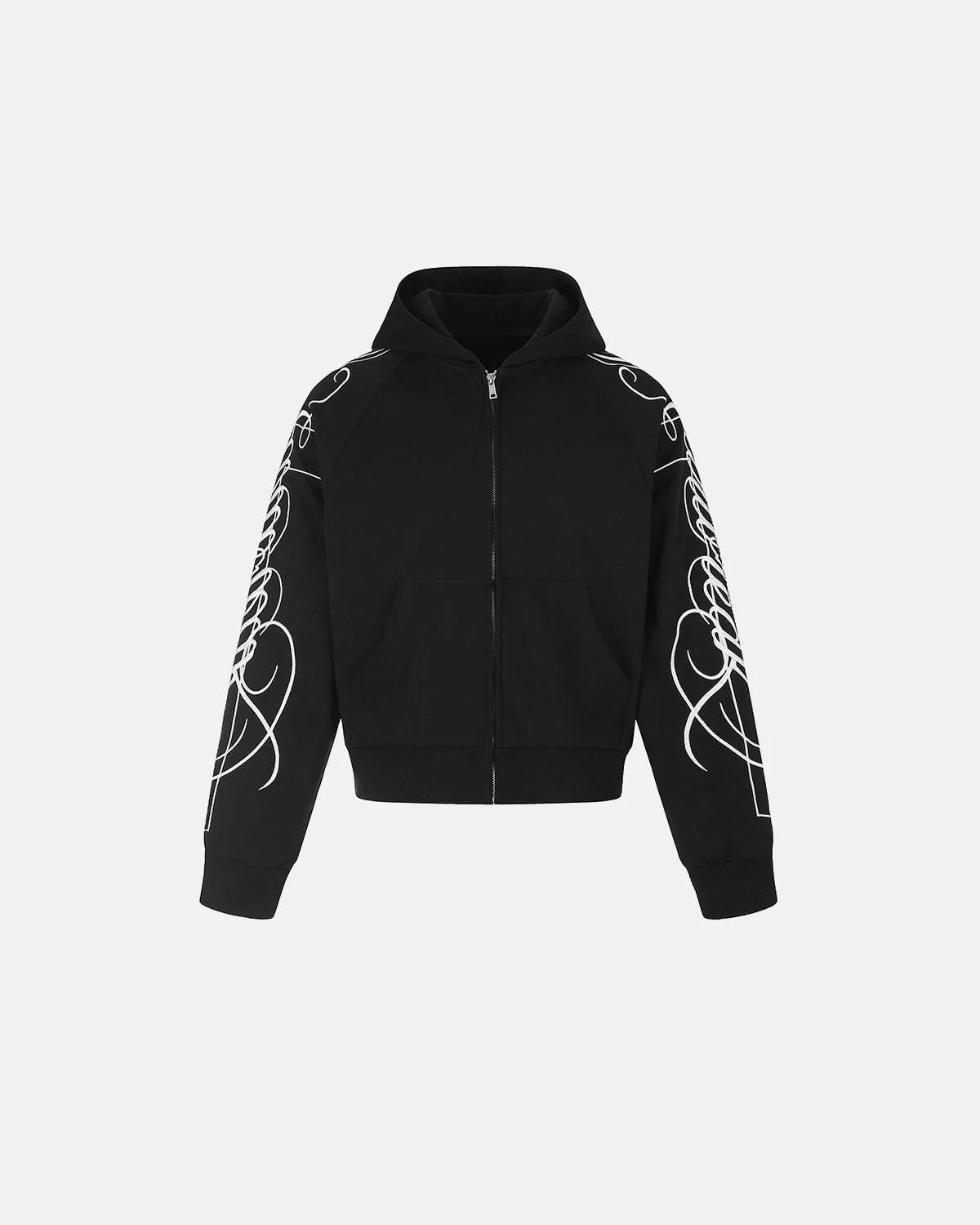 Graphic Raglan Sleeve Zip-Up Hoodie