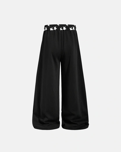 Star graphic joggers displaying the relaxed barrel-leg silhouette