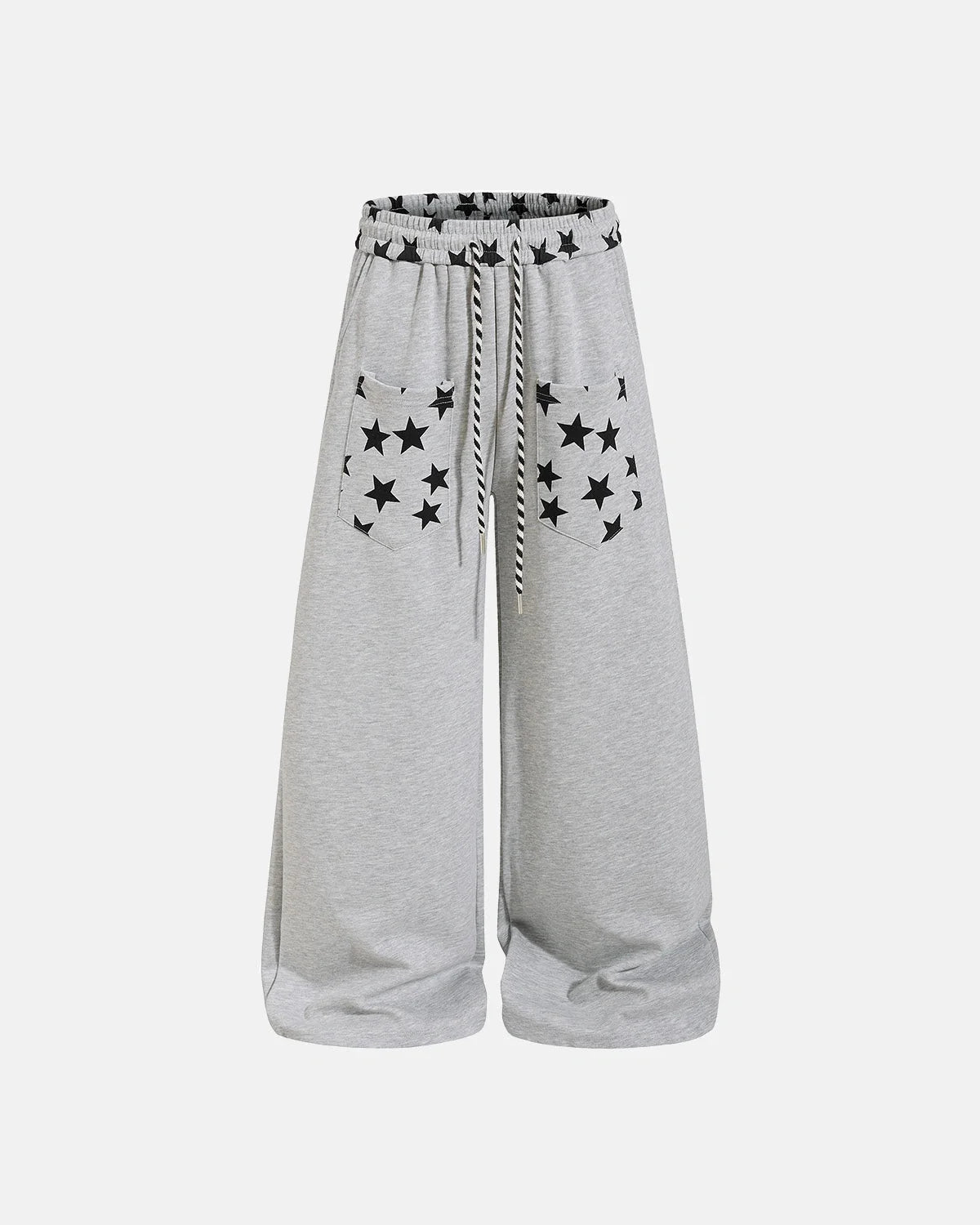 Side view of the relaxed barrel-leg joggers