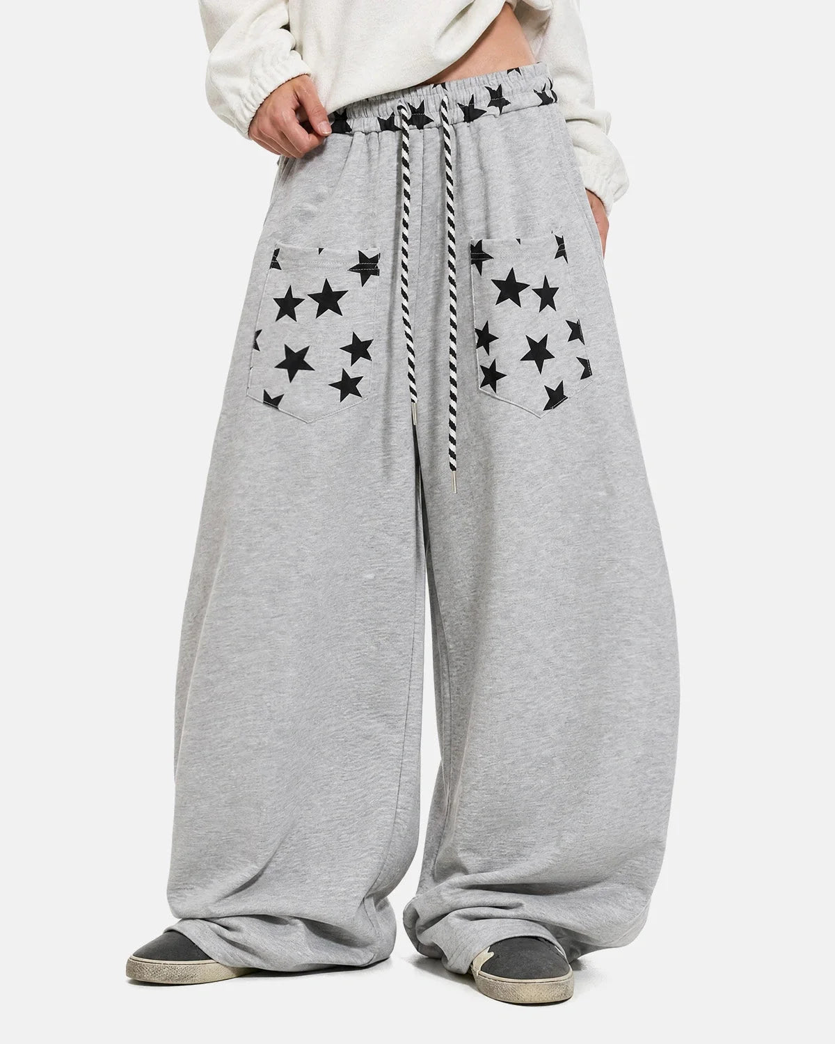Star graphic joggers styled for casual everyday wear
