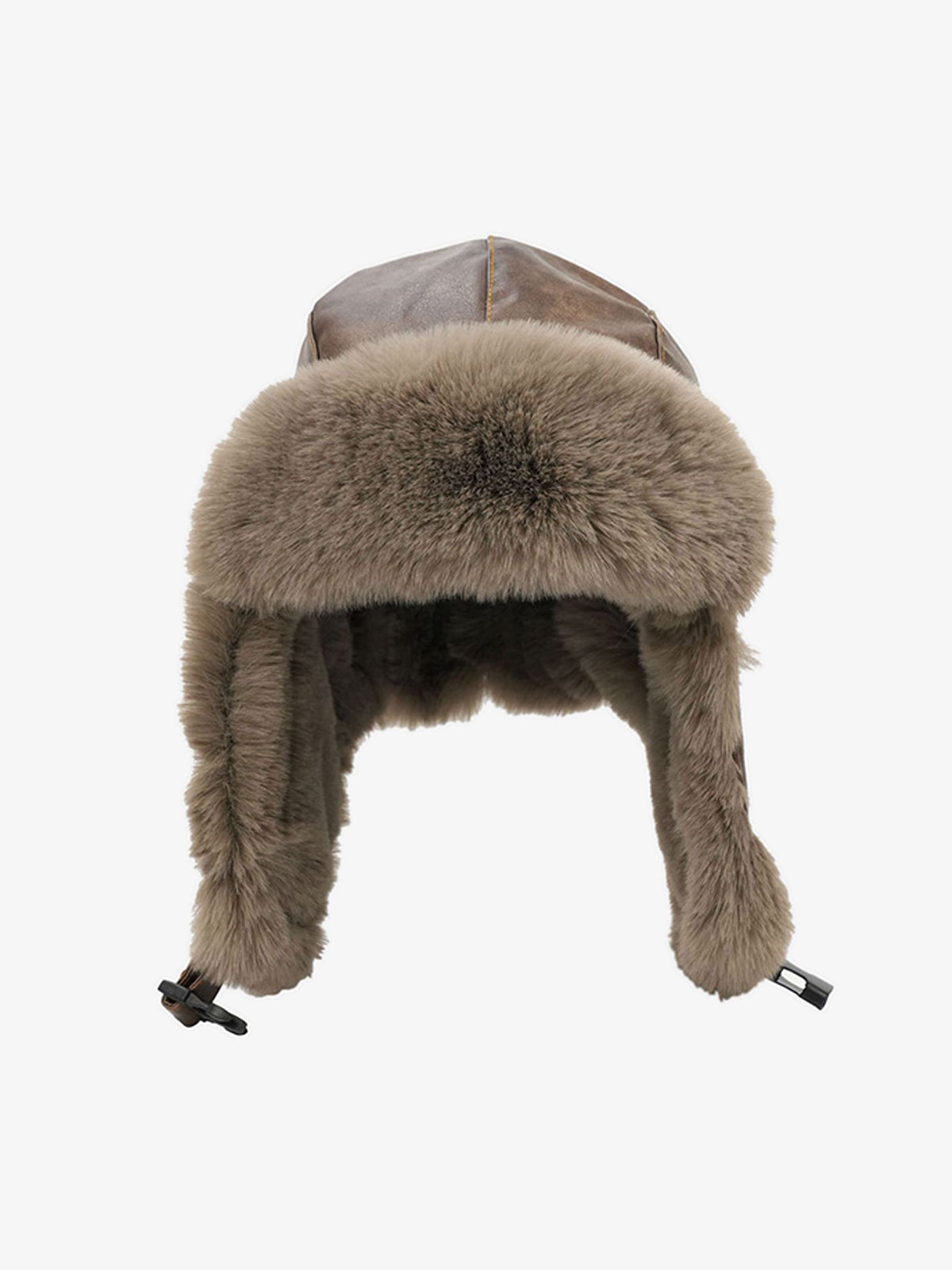Trapper hat displayed with its ear flaps folded down