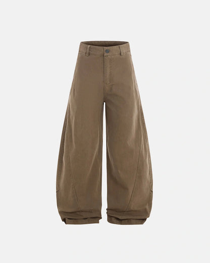 Washed Cotton Barrel Cargo Trousers