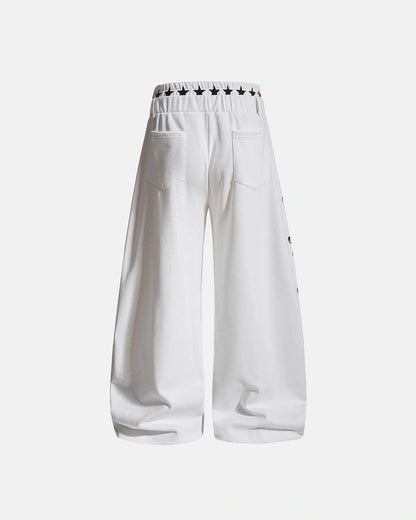Music graphic barrel-leg joggers with a relaxed barrel-leg silhouette