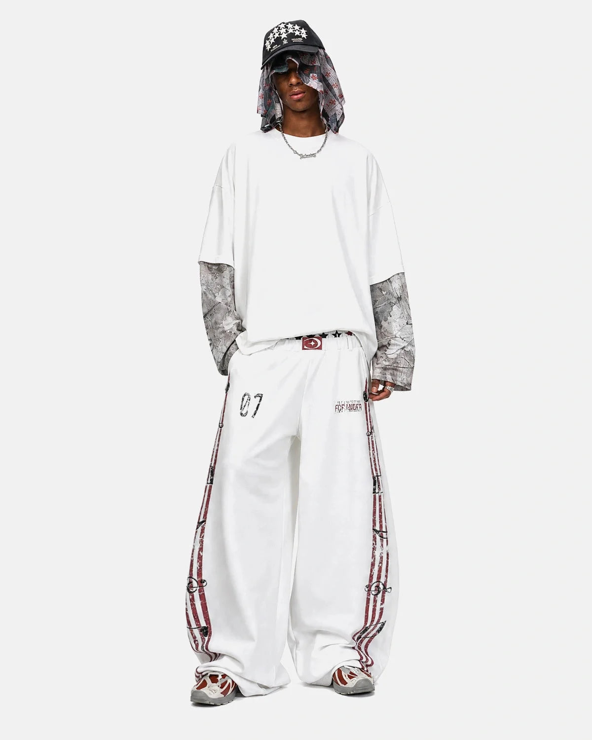 Back view of the relaxed-fit music graphic joggers