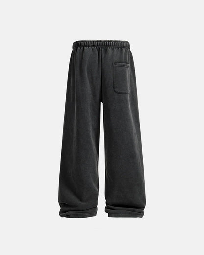 Front view of relaxed-fit washed wide-leg sweatpants