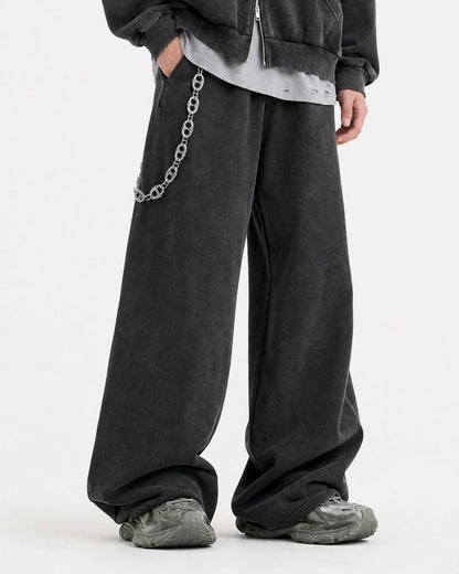Full-length view of casual wide-leg sweatpants